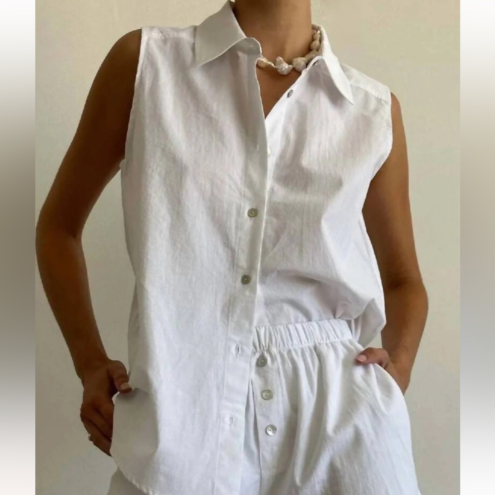 DONNI The Sandwash Sleeveless Shirt - XS/Powder